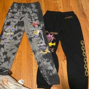 Bundle of graphic cozy oversized sweatpants small but oversized